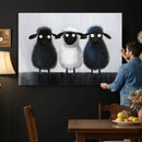 Funny Sheep Canvas Wall Art, Three Quirky Sheep Painting Print, Cute Animal Nursery Decor, Black White Navy Farmhouse Art, Kids Room Gift by MyGreatCanvas | Canvas Wall Art Prints | Photo Prints & Wall Decor