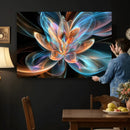 Fractal Lotus Canvas Wall Art, Blue Orange Glowing Flower Abstract Print, Modern Zen Meditation Room Decor, Ethereal Digital Art, Living Room by MyGreatCanvas | Canvas Wall Art Prints | Photo Prints & Wall Decor