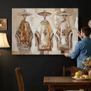 Mexican Folk Art Canvas Wall Art, Charro Poncho Sombrero Painting Print, Neutral Beige Boho Decor, Southwestern Impasto Style, Living Room Art by MyGreatCanvas | Canvas Wall Art Prints | Photo Prints & Wall Decor