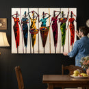 African Folk Art Canvas Wall Art, Colorful African Women Village Painting Print, Tribal Ethnic Home Decor, Vibrant African Art, Living Room