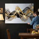 Black and Gold Abstract Wall Art, Modern Wave Canvas Print, Elegant Flowing Smoke Art, Luxury Living Room Decor by MyGreatCanvas | Canvas Wall Art Prints | Photo Prints & Wall Decor