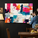 Blue Teal Abstract Canvas Wall Art, Modern Textured Painting Print, Navy Orange White Contemporary Art, Neutral Living Room Decor, Office Art by MyGreatCanvas | Canvas Wall Art Prints | Photo Prints & Wall Decor