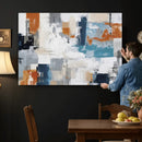 Blue Teal Abstract Canvas Wall Art, Modern Textured Painting Print, Navy Orange White Contemporary Art, Neutral Living Room Decor, Office Art by MyGreatCanvas | Canvas Wall Art Prints | Photo Prints & Wall Decor
