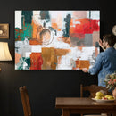 Blue Teal Abstract Canvas Wall Art, Modern Textured Painting Print, Navy Orange White Contemporary Art, Neutral Living Room Decor, Office Art by MyGreatCanvas | Canvas Wall Art Prints | Photo Prints & Wall Decor