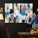 Blue Teal Abstract Canvas Wall Art, Modern Textured Painting Print, Navy Orange White Contemporary Art, Neutral Living Room Decor, Office Art by MyGreatCanvas | Canvas Wall Art Prints | Photo Prints & Wall Decor