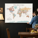 Personalized Push Pin World Map Canvas – Custom Framed