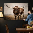 Texas Longhorn Wall Art Canvas Print – Brown Horned Bull