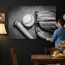 Vintage Baseball Glove and Bat Sports Wall Art Canvas,
