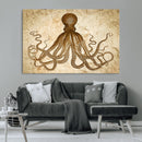 Sepia Octopus Wall Art Abstract Animal Canvas Print