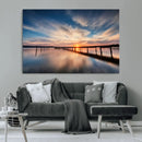 Wooden Pier on Seascape and Sunset Wall Art Canvas Print by MyGreatCanvas | Canvas Wall Art Prints | Photo Prints & Wall Decor