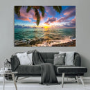 Framed Tropical Sunset Art Canvas Print