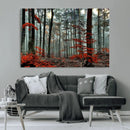 Autumn Forest Wall Art – Enchanting Red Leaves Canvas Print,