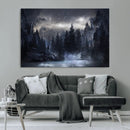 Night Landscape and Trees Wall Art Canvas Print