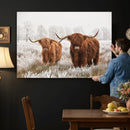 Longhorn Cattle Wall Art Canvas Print, Framed Farmhouse