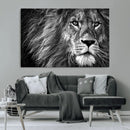 Black and White Lion Canvas Wall Art Print – Wildlife by MyGreatCanvas | Canvas Wall Art Prints | Photo Prints & Wall Decor