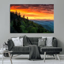 Forest Landscape Wall Art Sunset Canvas, Forest Sunset