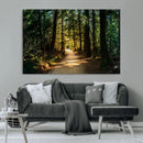 Sunlit Forest Pathway Canvas Print | 3 Panel Large Nature by MyGreatCanvas | Canvas Wall Art Prints | Photo Prints & Wall Decor