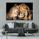 Lion and Lioness Wall Art Canvas Print – Framed African