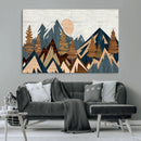 Abstract Wood Panel Effect Mountain Range Top Wall Art