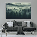 Misty Forest Wall Art Premium Canvas Print a Foggy and