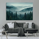 Captivating Misty Foggy Forest Wall Art Premium Canvas Print