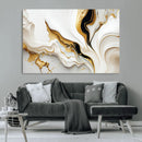 Gold Waves on Pure White Canvas – Gold Abstract Art for