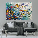 Modern Abstract Fish Shoal Wall Art Canvas Print, Colorful by MyGreatCanvas | Canvas Wall Art Prints | Photo Prints & Wall Decor