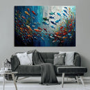 Modern Abstract Fish Shoal Wall Art Canvas Print, Colorful