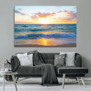 Golden Sunset Over Ocean Waves - Serene Coastal Triptych