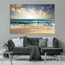 Golden Sunset Beach Triptych Canvas Wall Art for Living Room