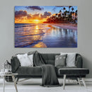 Serene Beach Sunset Wall Art Canvas- Coastal Seascape Print