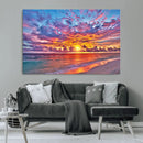 Vibrant Sunset Beach Wall Art - Ocean Sunset Canvas Print |