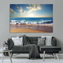 Serene Ocean Sunset Canvas Wall Art - Beach Waves at Sunset,