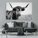 Texas Highland Cow Longhorn Canvas Print - Rustic Farmhouse by MyGreatCanvas | Canvas Wall Art Prints | Photo Prints & Wall Decor