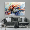 Watercolor Sea Turtle Wall Art Canvas Print - Vibrant Ocean
