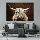 Highland Cow Wall Art Canvas Print, Rustic Farmhouse Decor,