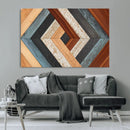 Geometric Wood Art Wall Decor Canvas Print, Rustic Wooden