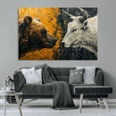 Bear and Bull Wall Art Canvas Print – Abstract Animal