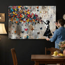 Banksy Wall Art - Banksy Girl and Butterfly Explosion Wall by MyGreatCanvas | Canvas Wall Art Prints | Photo Prints & Wall Decor