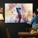 Abstract Watercolor Golf Player Wall Art Canvas Print