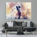 Abstract Watercolor Golf Player Wall Art Canvas Print