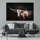 Texas Longhorn Wall Art Canvas Print | Western Ranch Decor |