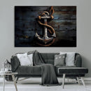 3 Panel Grunge Abstract Anchor Wall Art Canvas Print Set