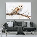 Barn Owl Wall Art on Branch | Stunning Canvas Print for