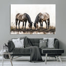 Chines Ink Style Horses Wall Art Canvas Print