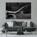 Cow Longhorn Wall Art | Black and White Print | Ready to by MyGreatCanvas | Canvas Wall Art Prints | Photo Prints & Wall Decor