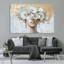 Golden Petal Wall Art - Canvas Print Flower Head Woman