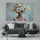 Golden Petal Wall Art - Petal Silhouette Woman Wall Art by MyGreatCanvas | Canvas Wall Art Prints | Photo Prints & Wall Decor