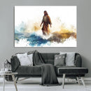 Watercolor Jesus Walking Wall Art Print, Jesus Water Canvas