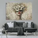 Abstract Floral Women Patel Wall Art Canvas Print